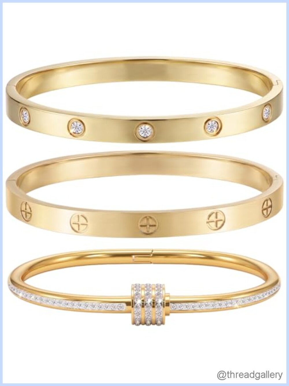 Stackable Bracelet Set for Women 14K Gold Plated Stainless Steel Tennis Bangle